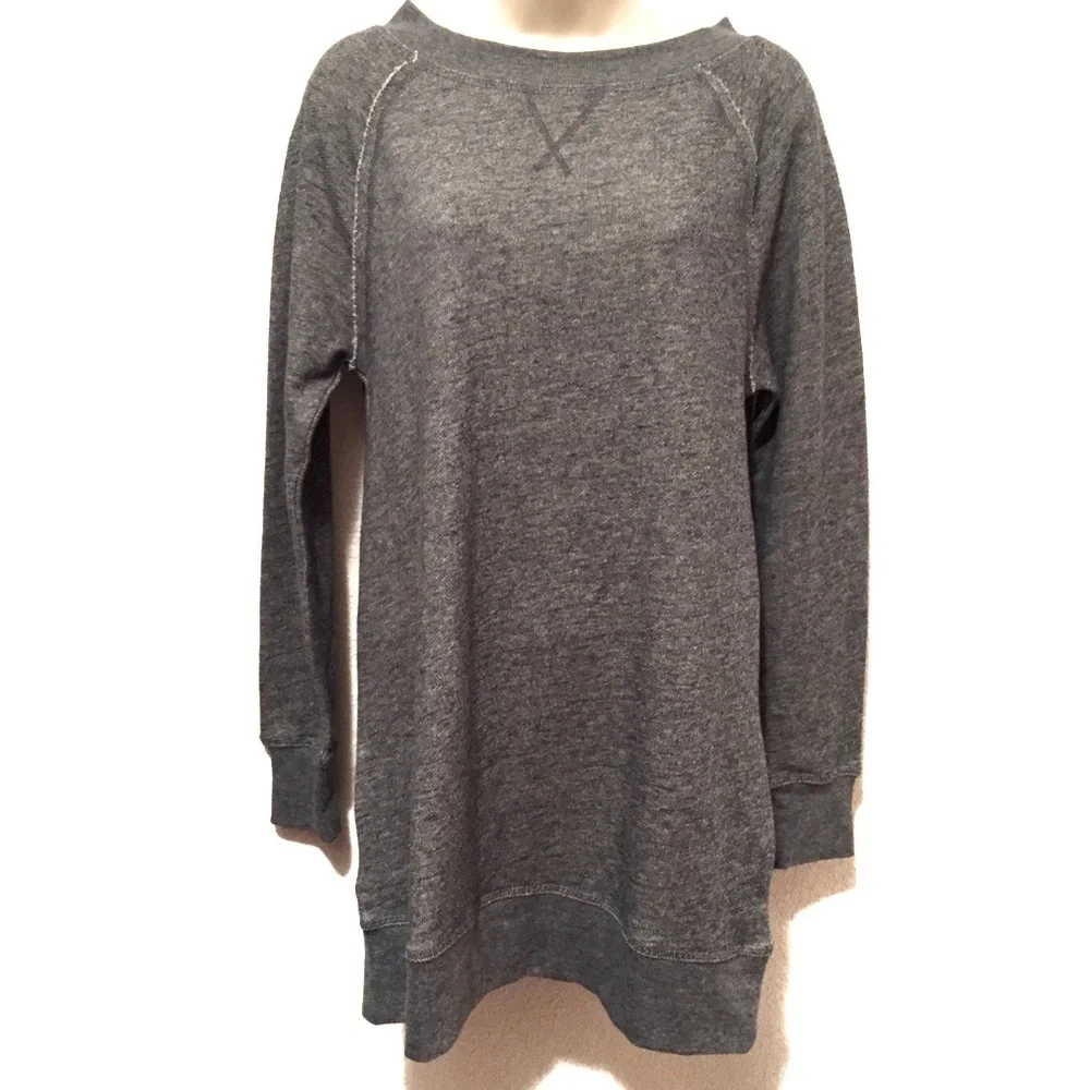 Caslon Nordstroms Womens Knit Shirt Tunic Oversized Heathered Blue Small